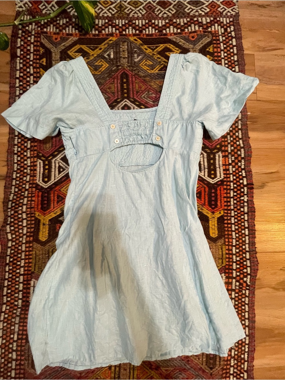 Madewell Light Blue Square-Neck Sleeve Mini Dress - Picture 3 of 5